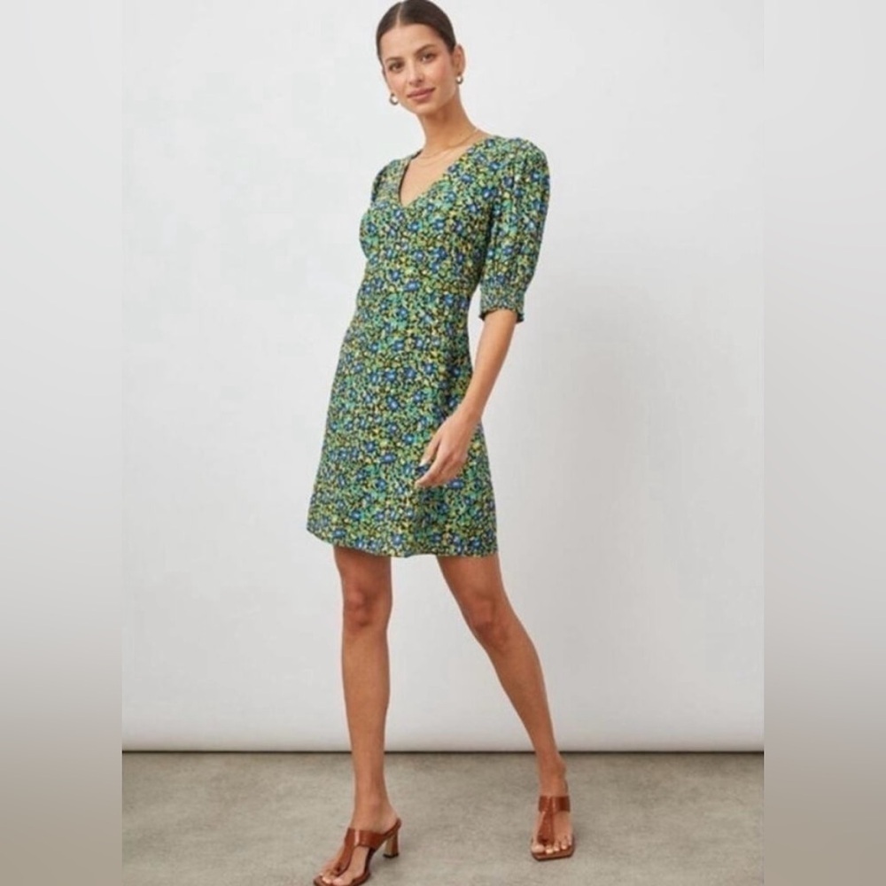 Rails Roma Mini Floral Puff Sleeve Dress Abstract Garden Size Medium
